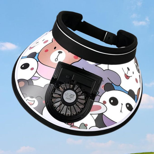 Stay Cool and Stylish with our Animal-Themed Summer Sun Visor Cap: Adjustable Strap and Built-in Fan - Kidspark